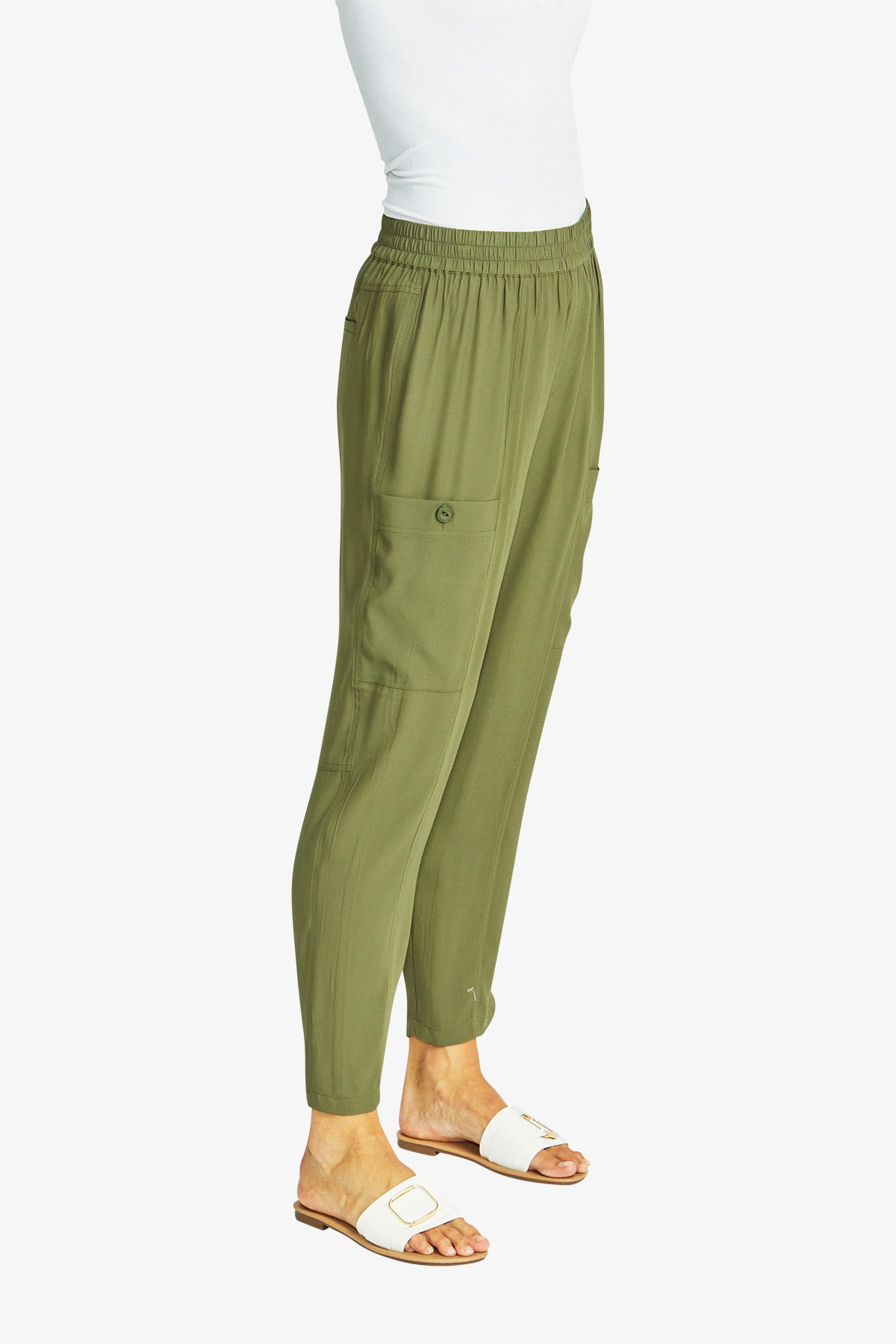 Helen Slinky Cargo Pant in Khaki