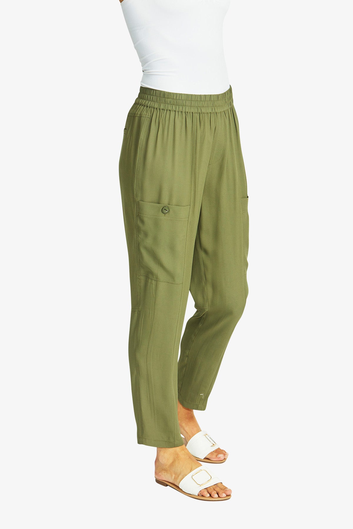 Helen Slinky Cargo Pant in Khaki