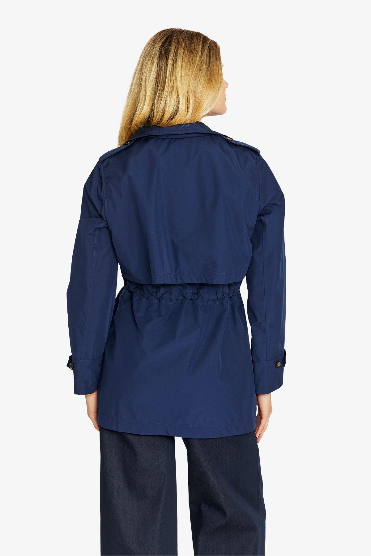 Womens Kendra Crop Trench Coat Navy P605415