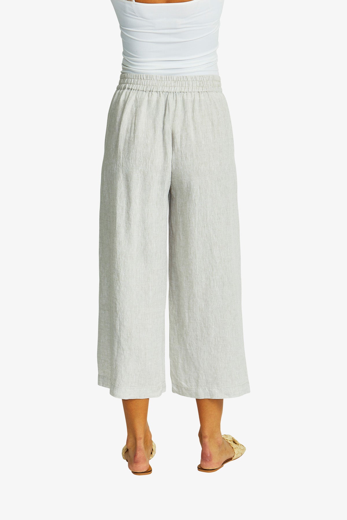 Women's Linen Button Culotte in Flax Beige | Gaby