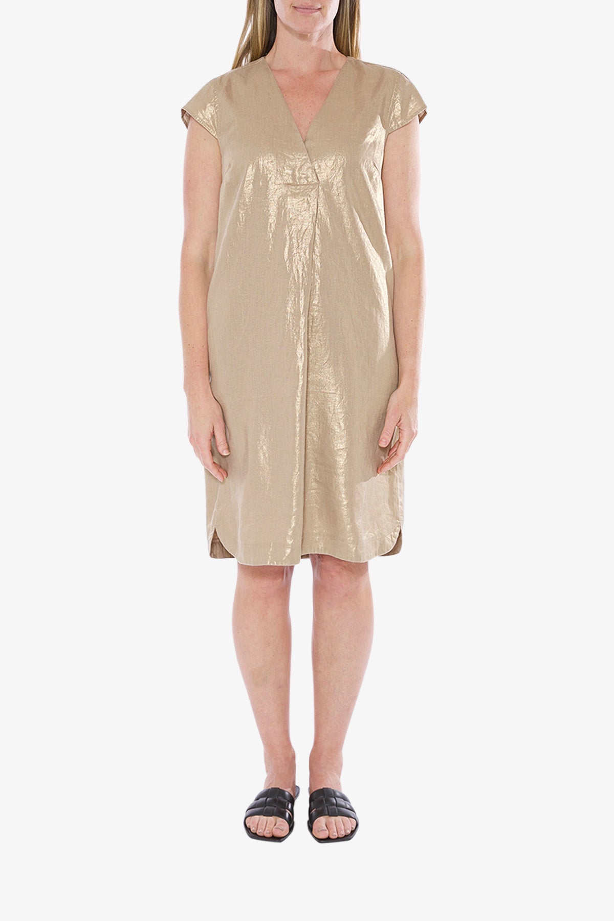 Metallic Linen Dress Safari Foil