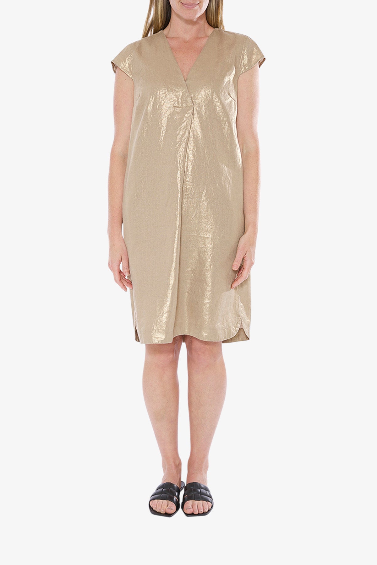 Metallic Linen Dress Safari Foil