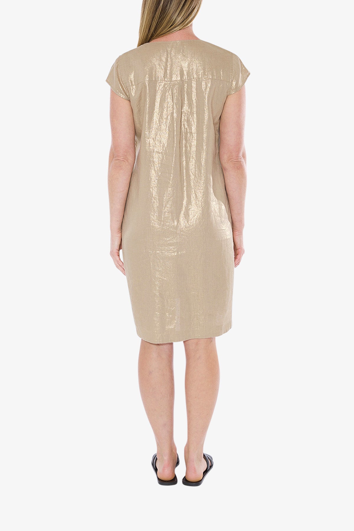 Metallic Linen Dress Safari Foil