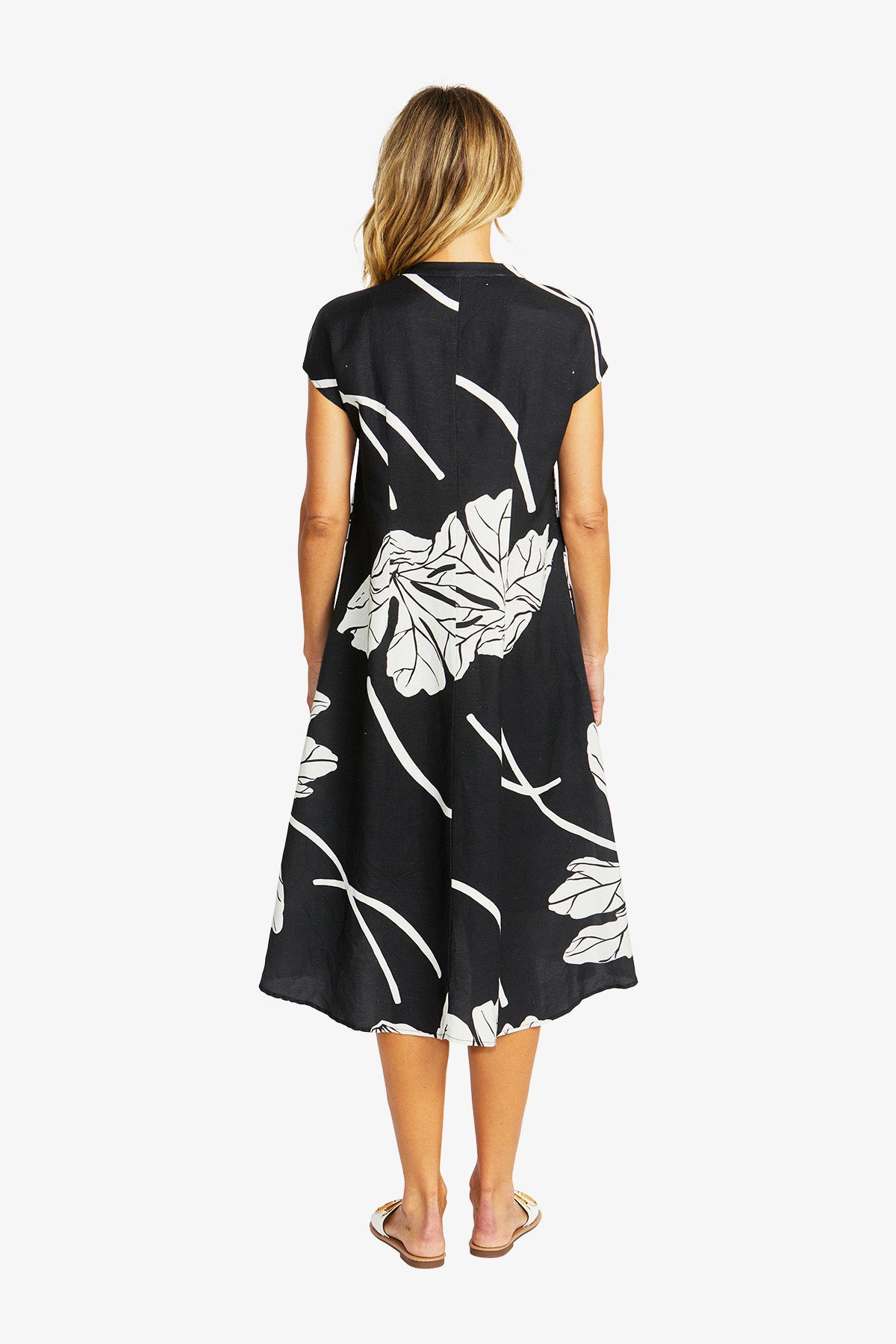Women's Midi Dress in Ivory and Black | Atlas