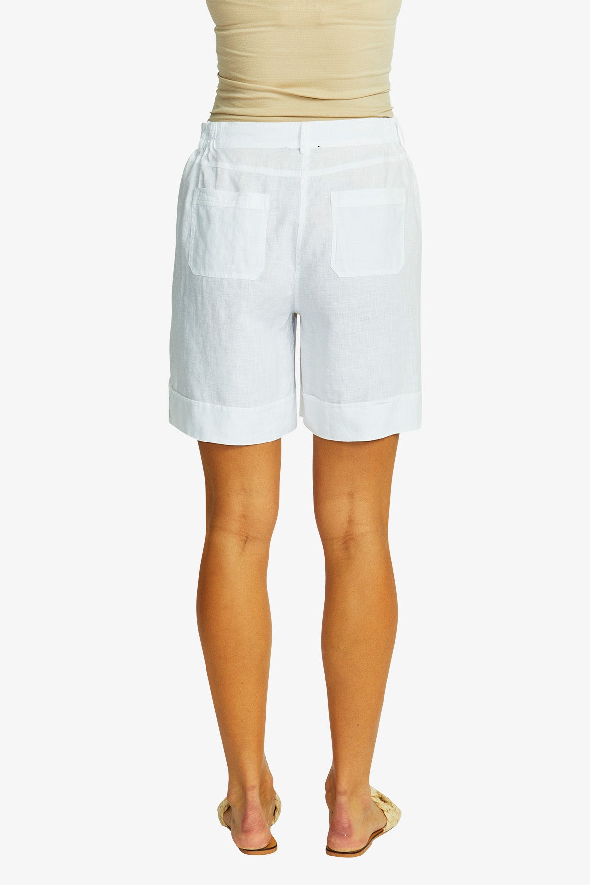 Women's Linen Shorts in White | Mila