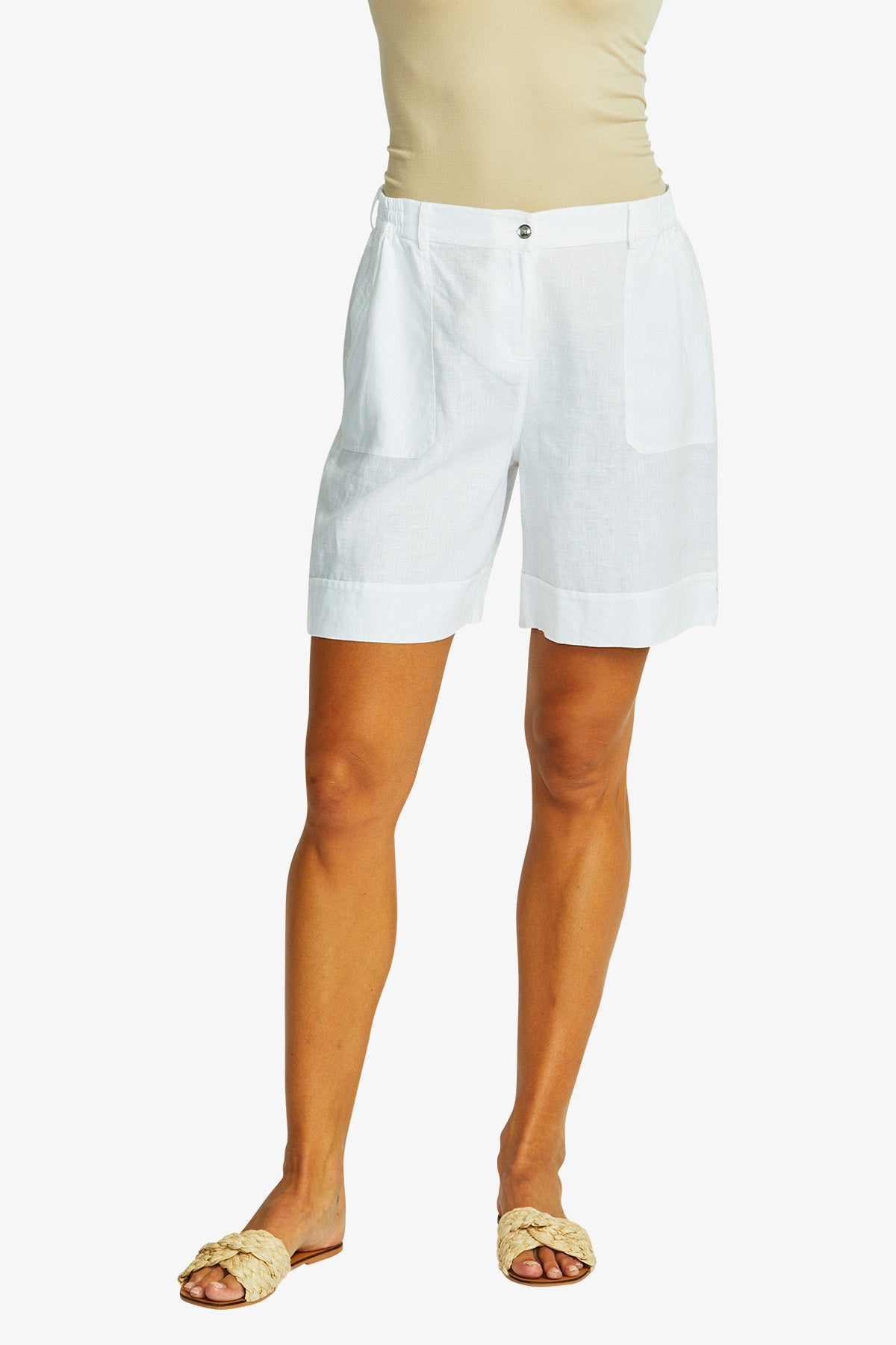 Women's Linen Shorts in White | Mila