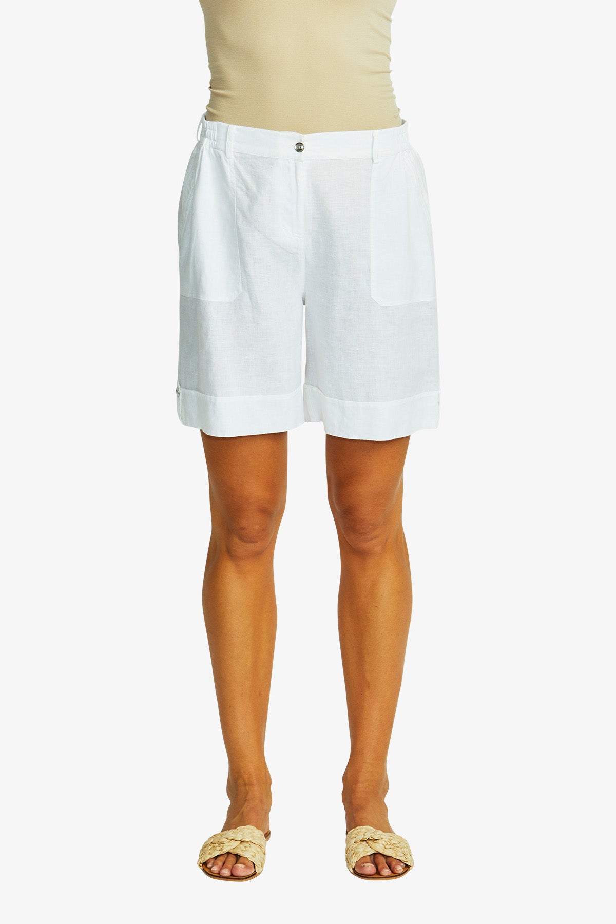 Women's Linen Shorts in White | Mila