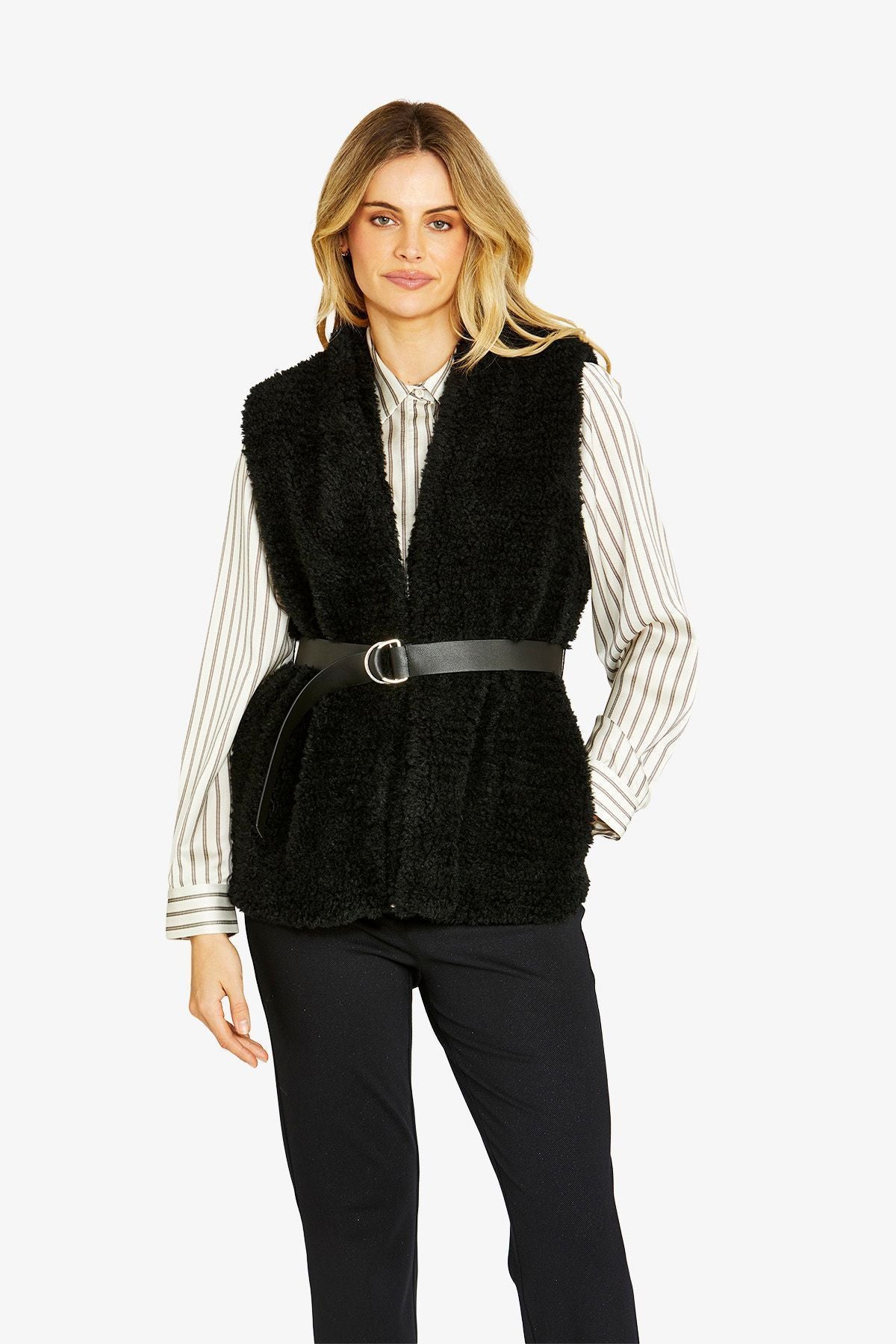 Womens Motty Poodle Vest Black P605417