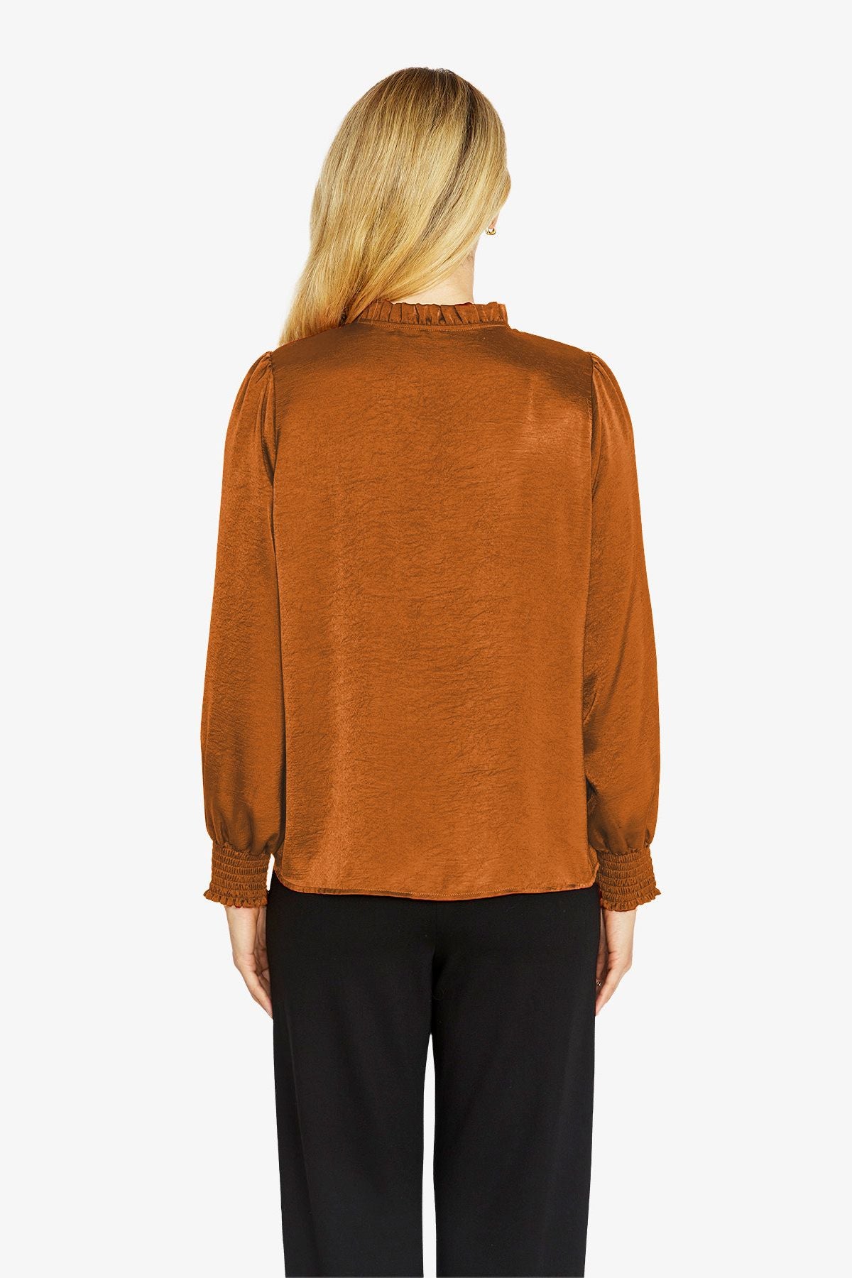 Womens Nessa Shirred Blouse Orange P605322