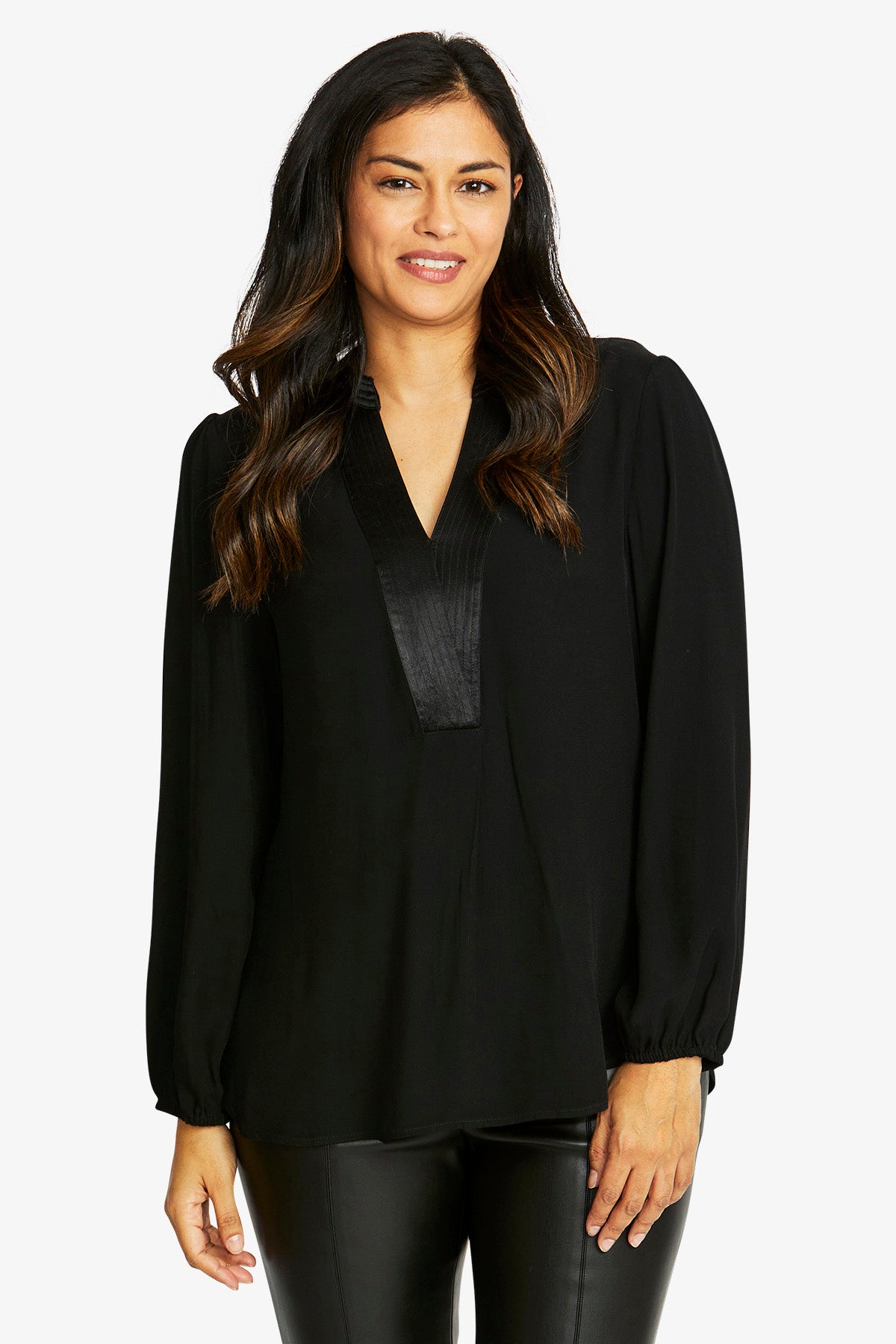 Nickie Long Sleeve Top in Black
