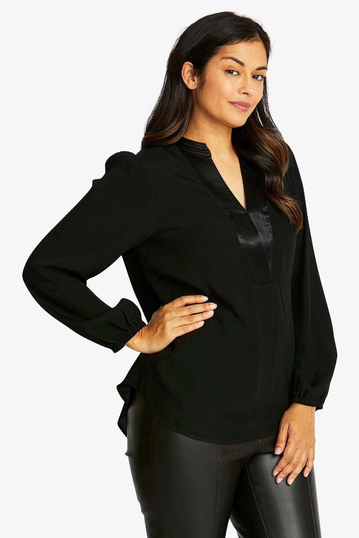 Nickie Long Sleeve Top in Black