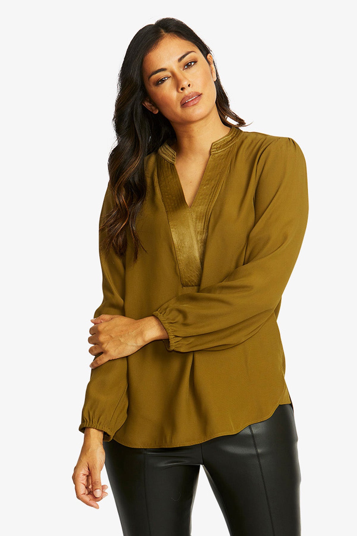 Nickie Long Sleeve Top in Khaki