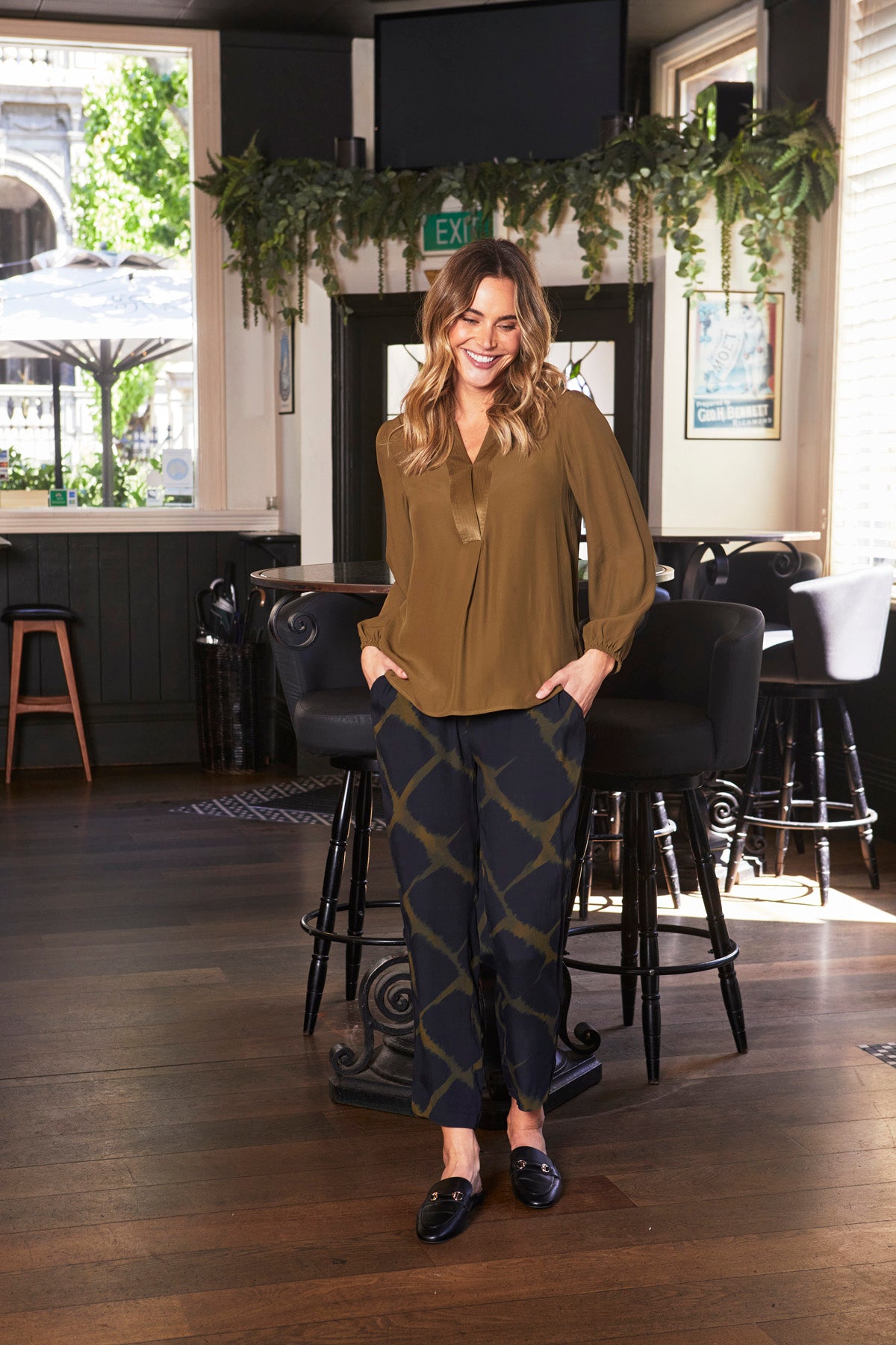 Nickie Long Sleeve Top in Khaki