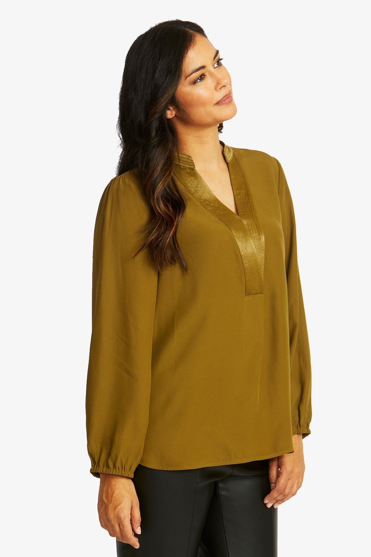Nickie Long Sleeve Top in Khaki