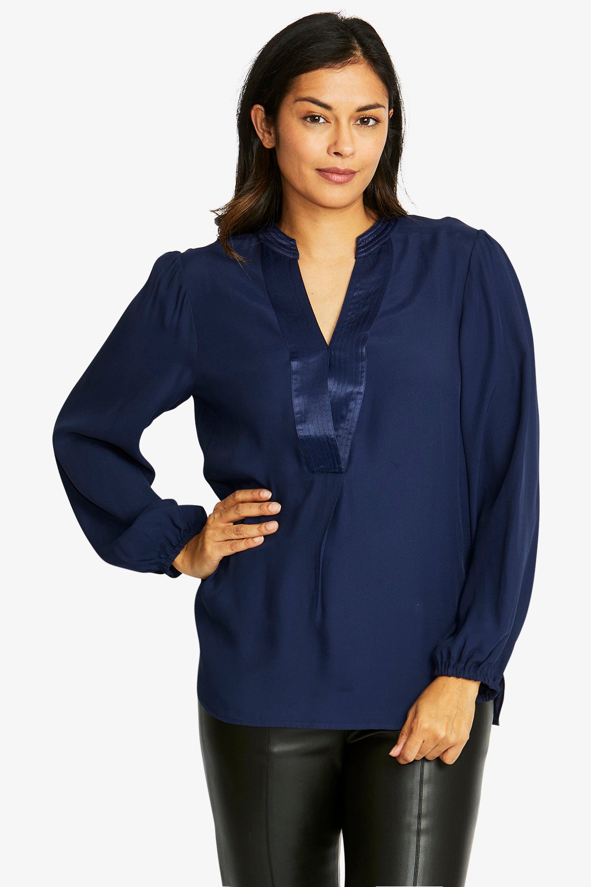 Nickie Long Sleeve Top in Navy