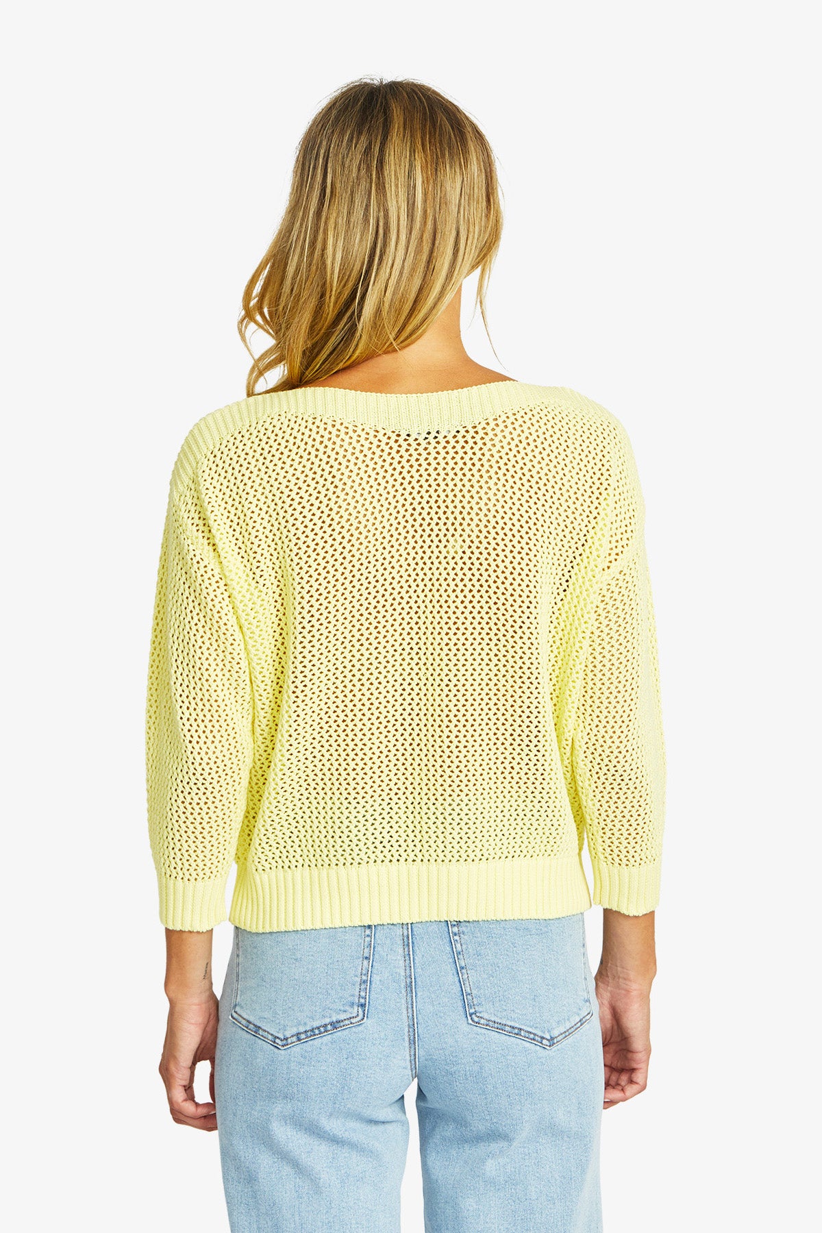Women's Open Knit Pullover in Buttercup Yellow | Ellie
