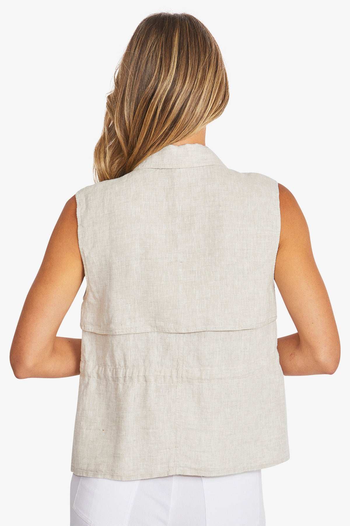 Womens Quinn Linen Vest Beige P595405