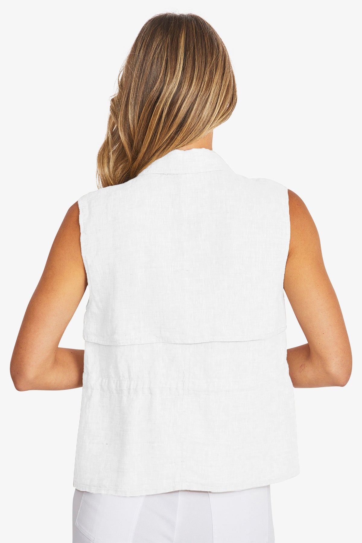 Womens Quinn Linen Vest White P595405