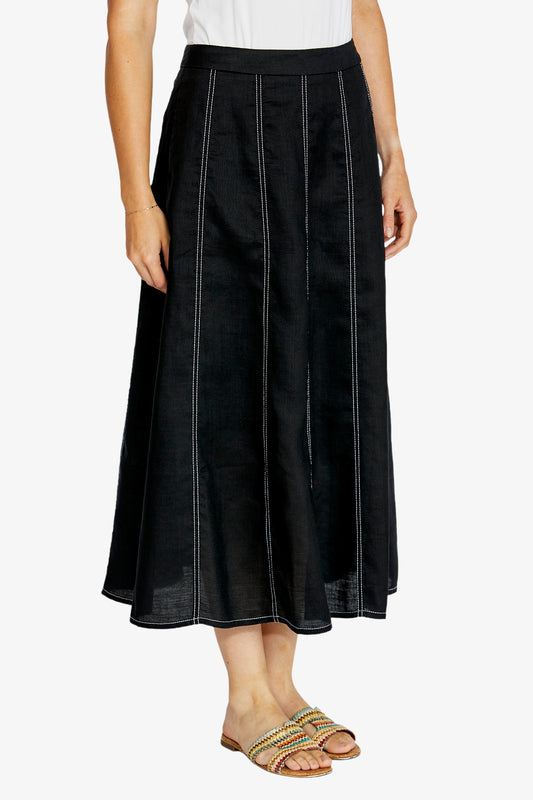 Womens Ritacontrstitchpanelskirt Black P615601