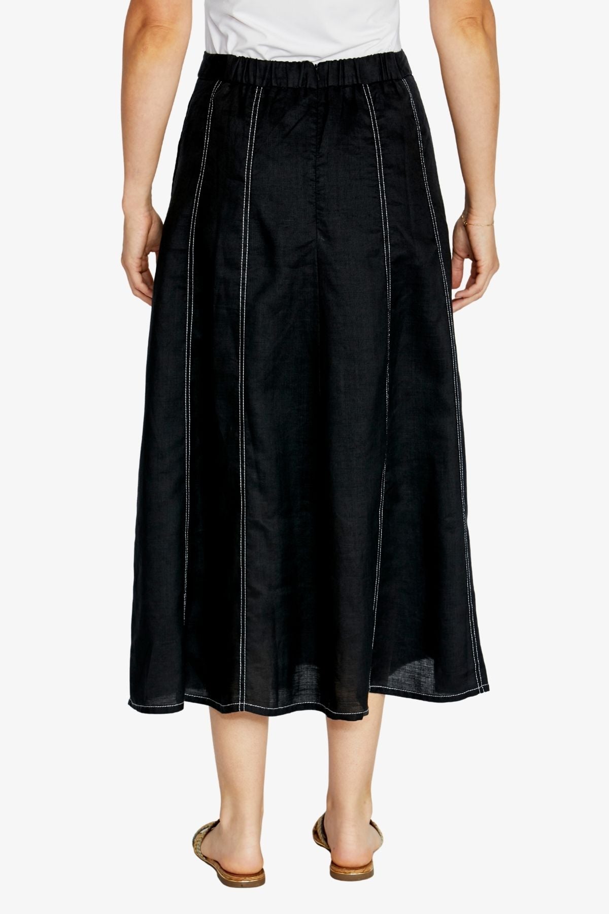 Womens Ritacontrstitchpanelskirt Black P615601