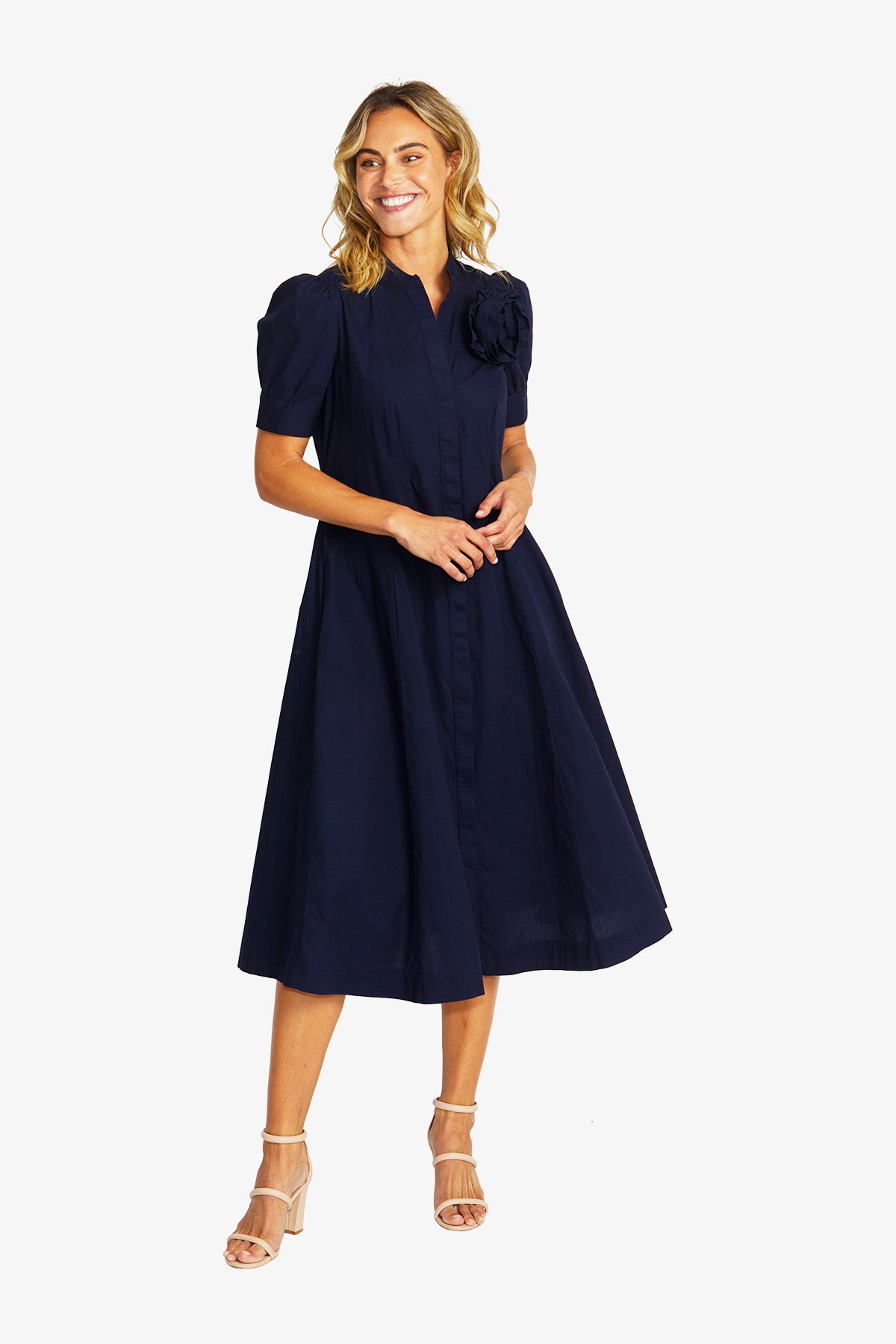 Women's Rosette Dress in Navy | Audrey
