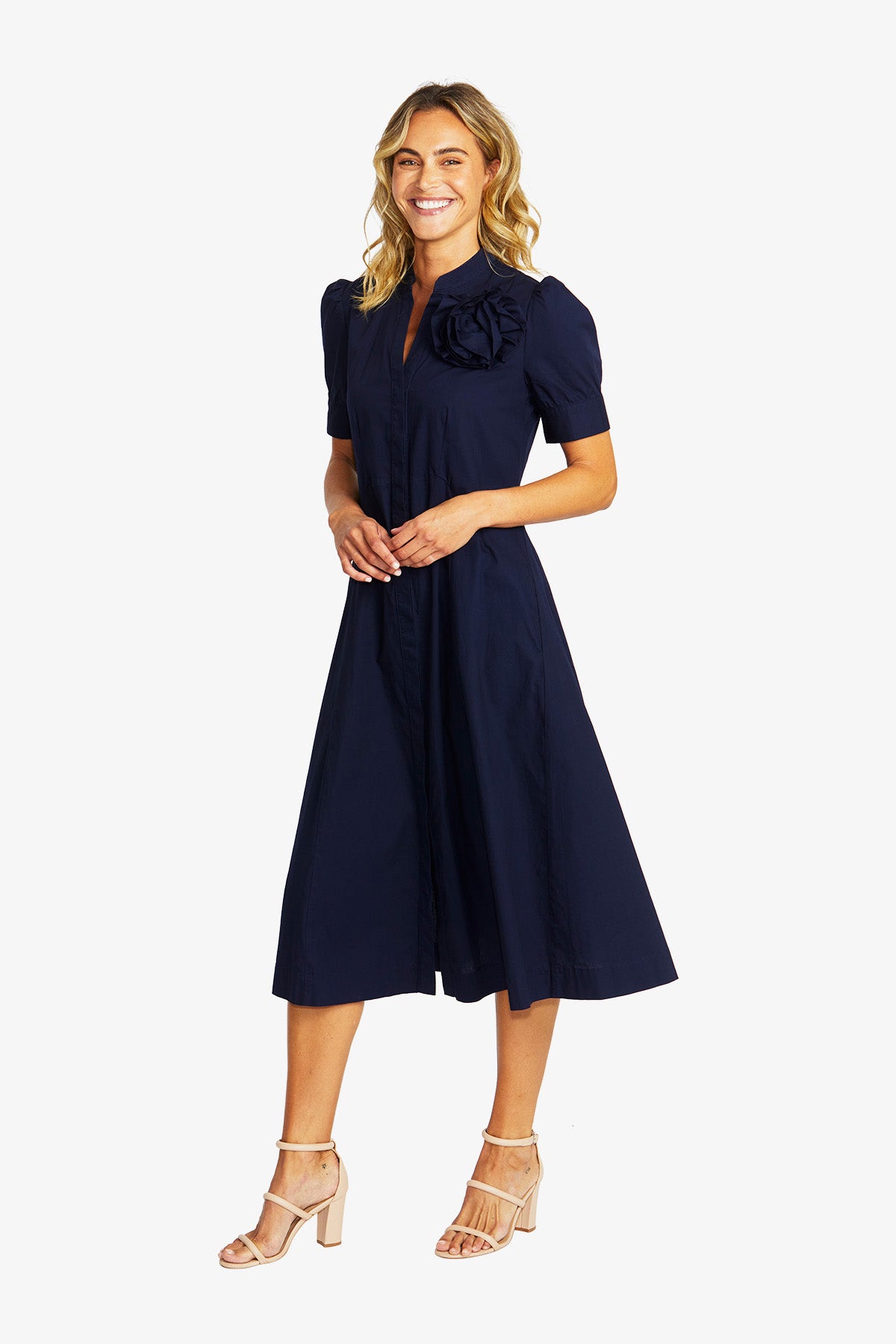 Women's Rosette Dress in Navy | Audrey