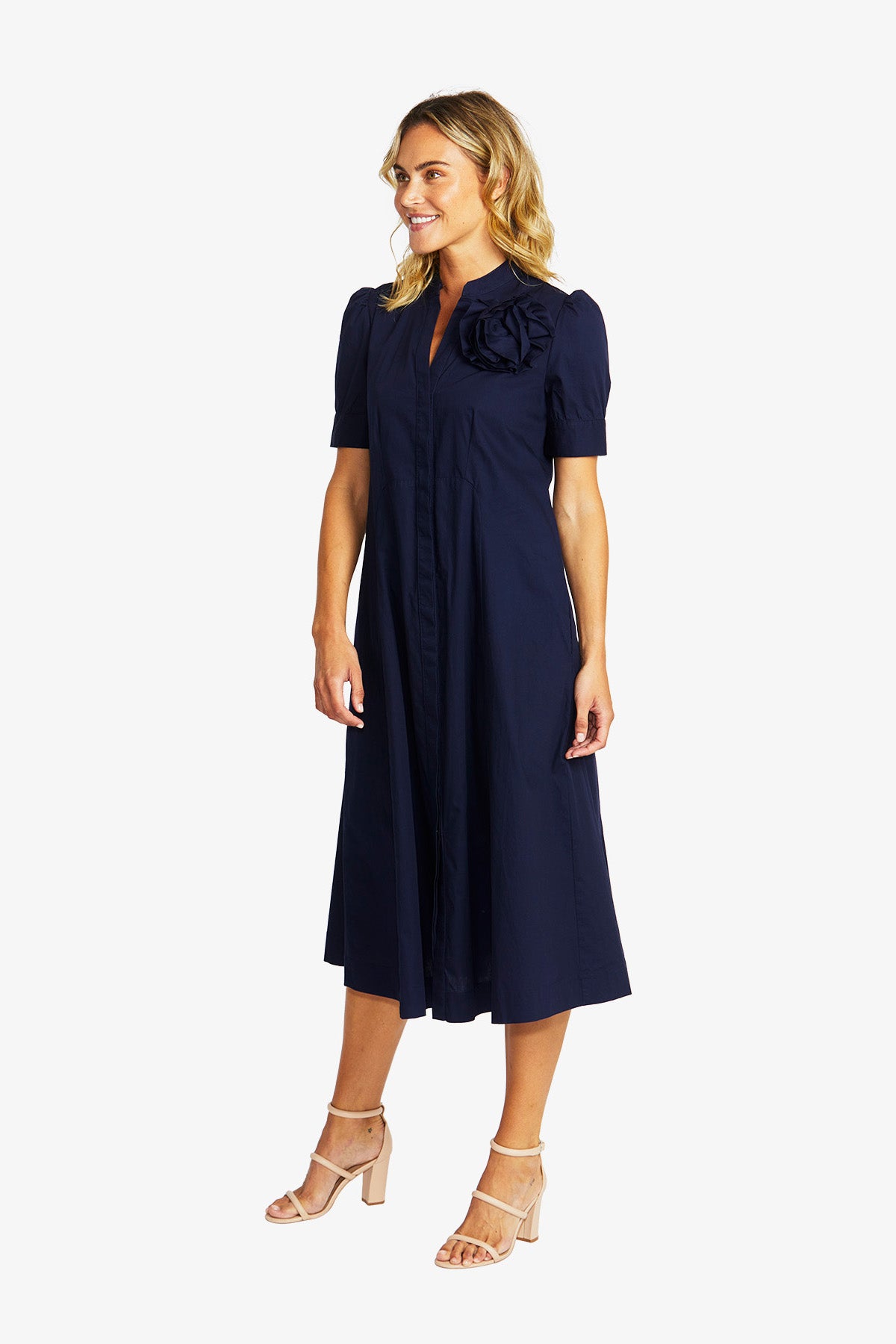 Women's Rosette Dress in Navy | Audrey