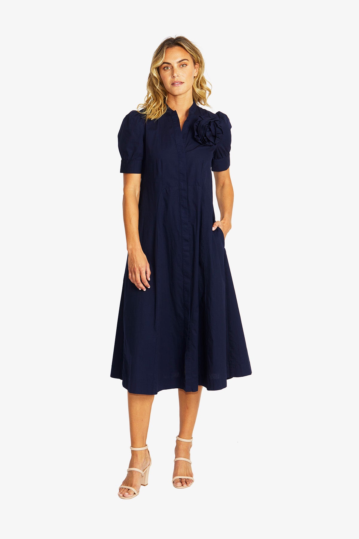 Women's Rosette Dress in Navy | Audrey