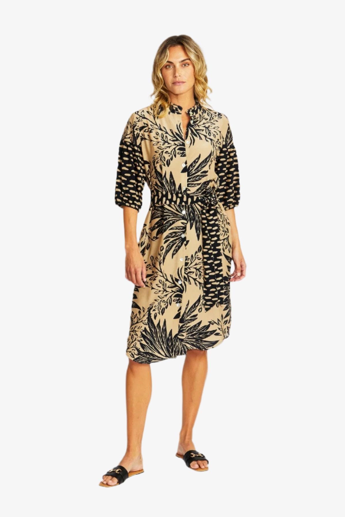 Sahara Spliced Button Dress