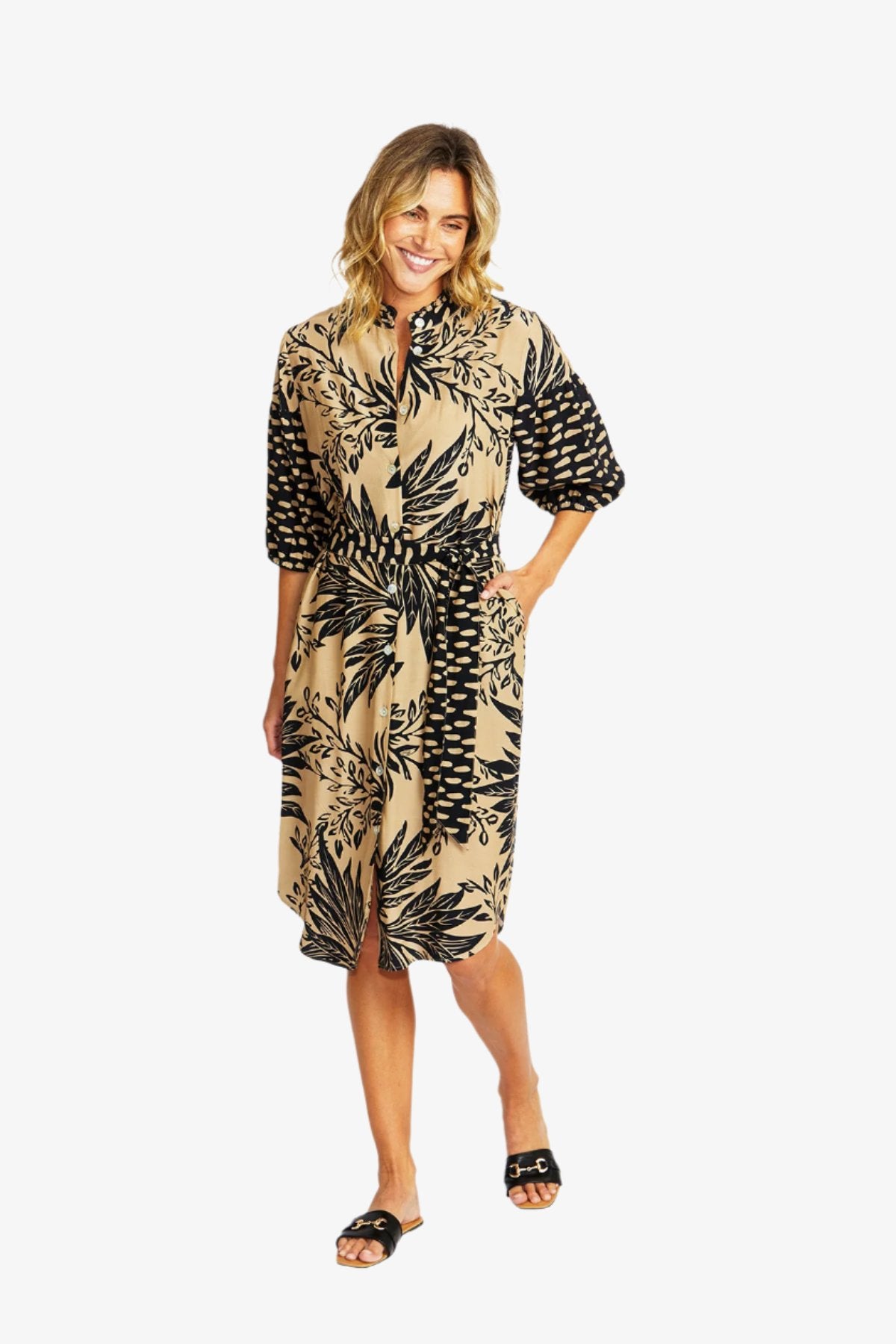 Sahara Spliced Button Dress