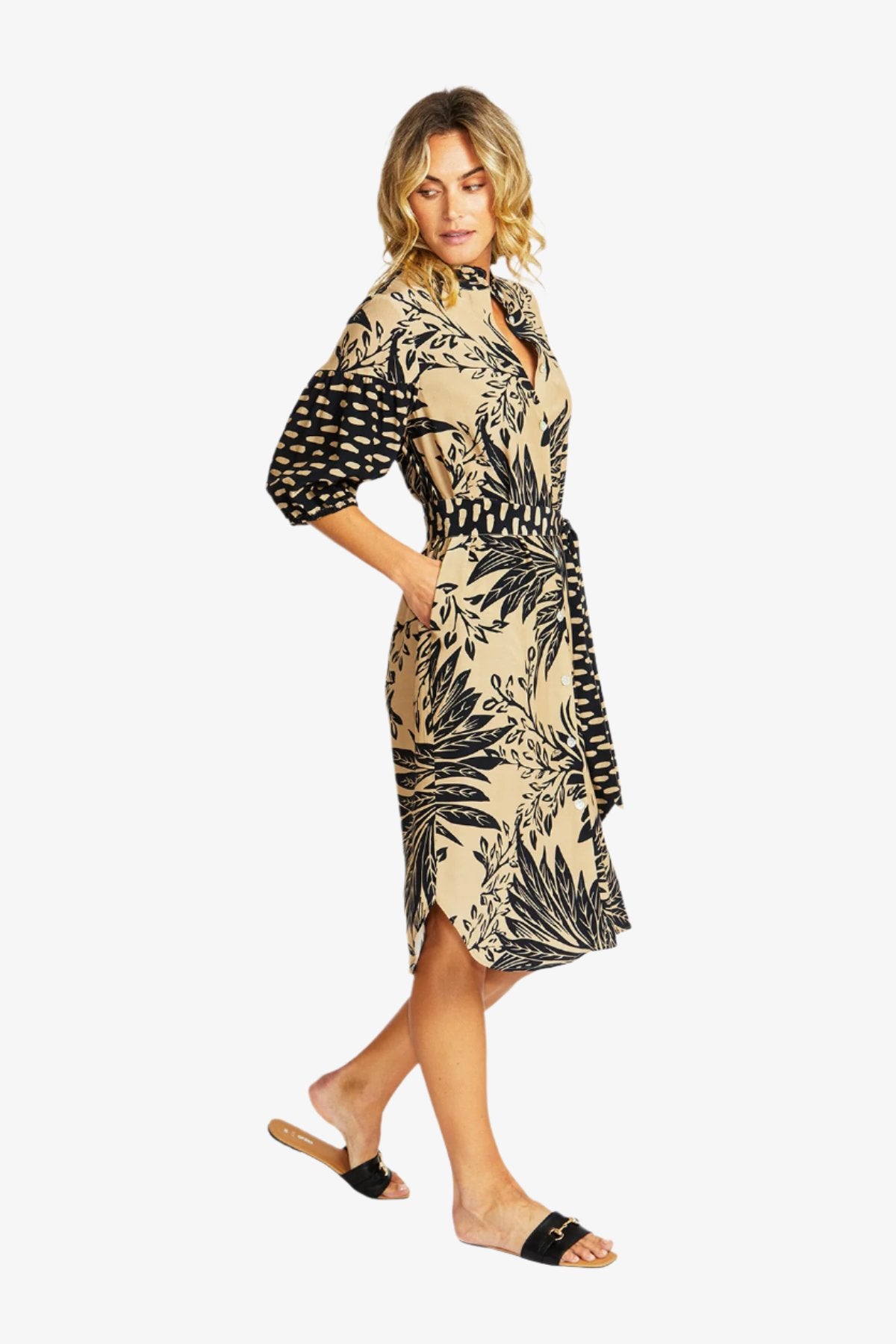 Sahara Spliced Button Dress