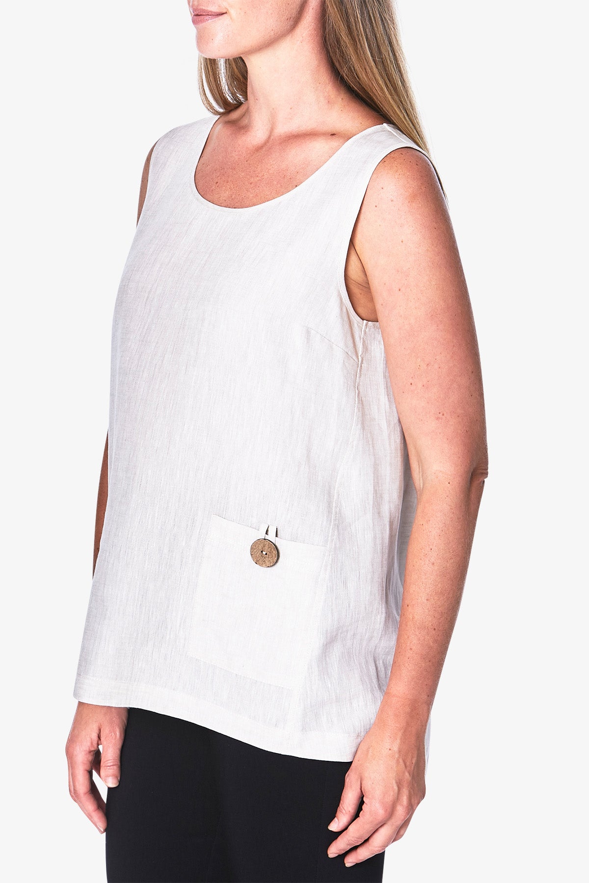 Sleeveless Linen Top Flax