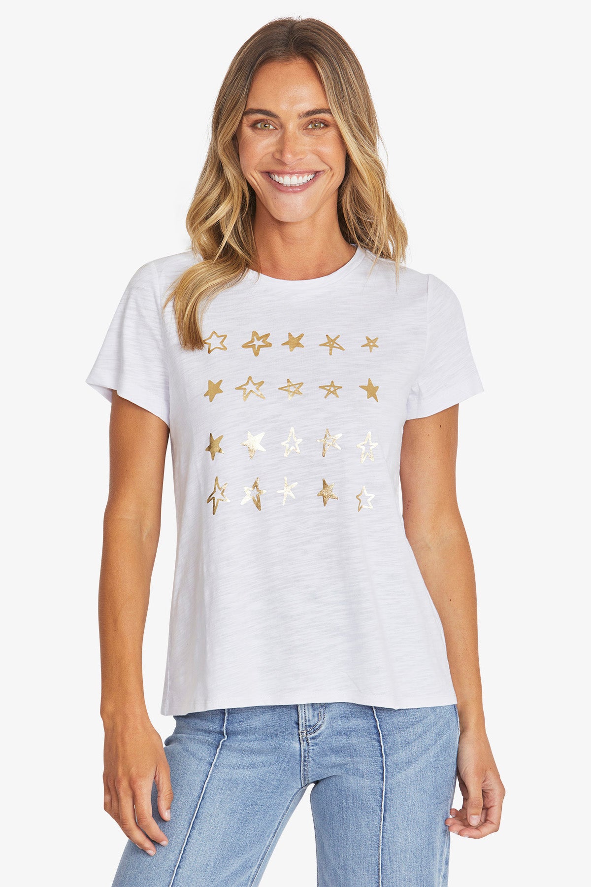 Womens Star Foil Tee White P595203