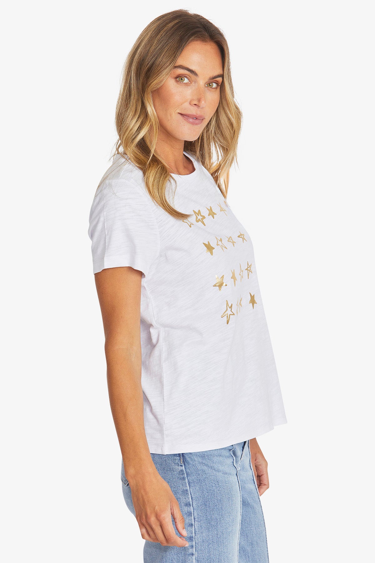 Womens Star Foil Tee White P595203