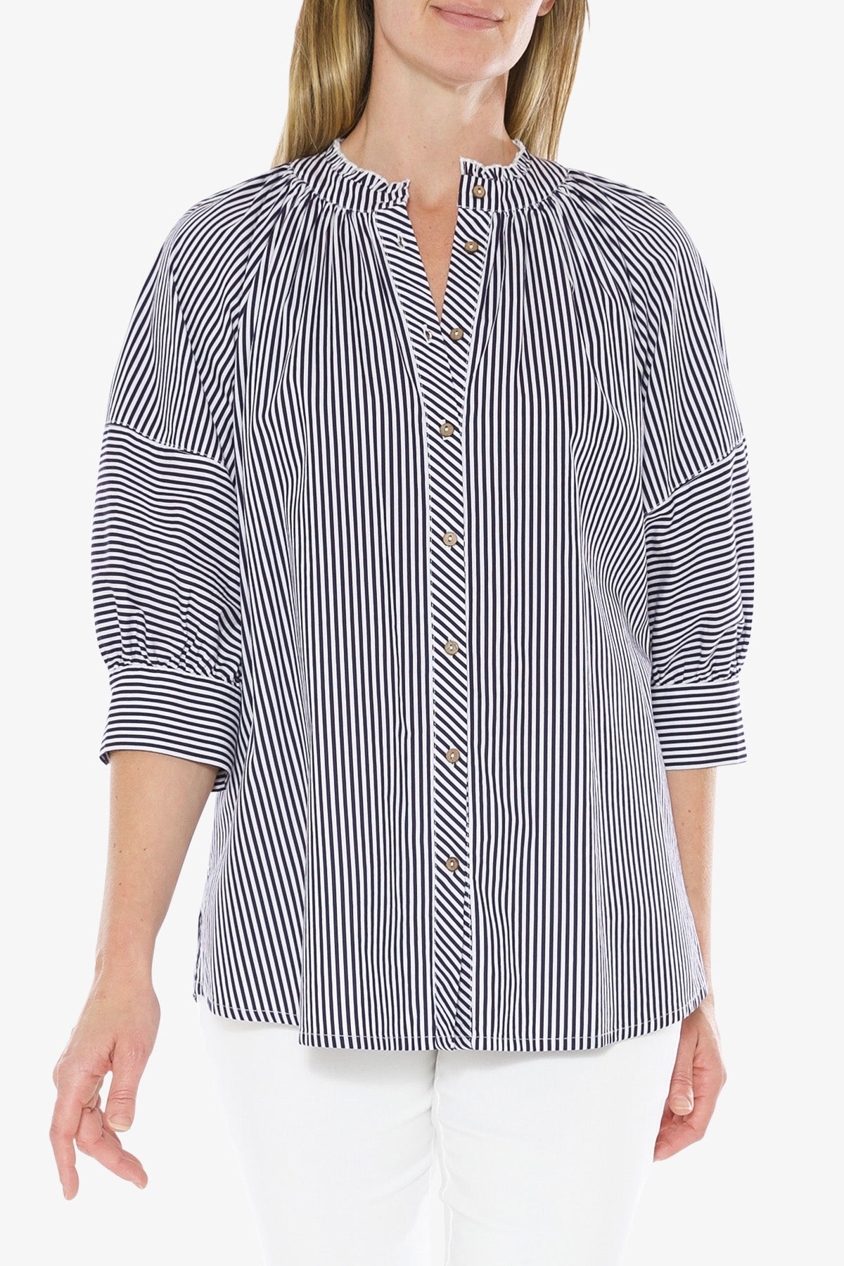 Striped Shirt White and Navy