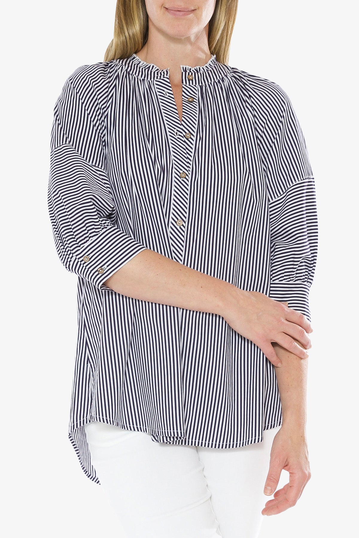Striped Shirt White and Navy