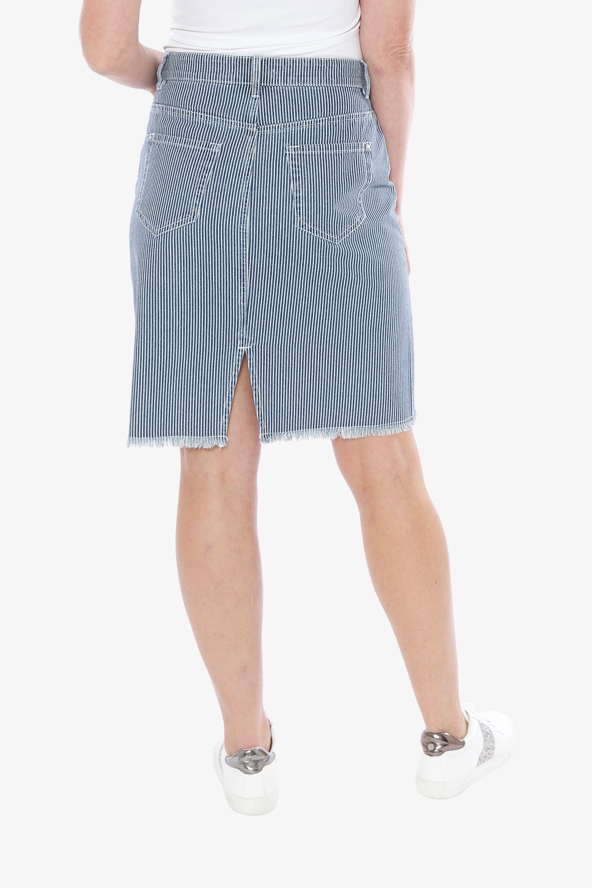 Stripe Skirt White Navy