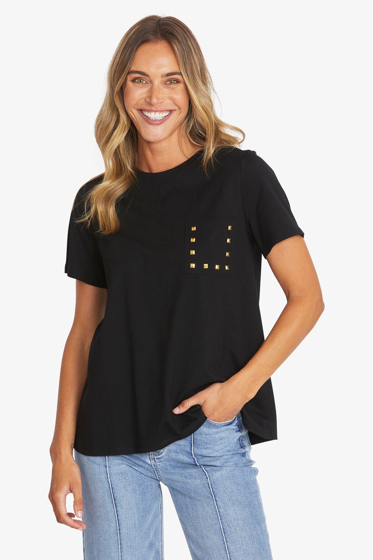 Stud Pocket Tee in Black