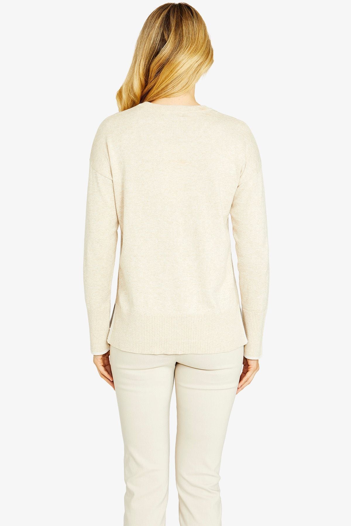 Womens Tessa Tipped Pullover Beige P605023