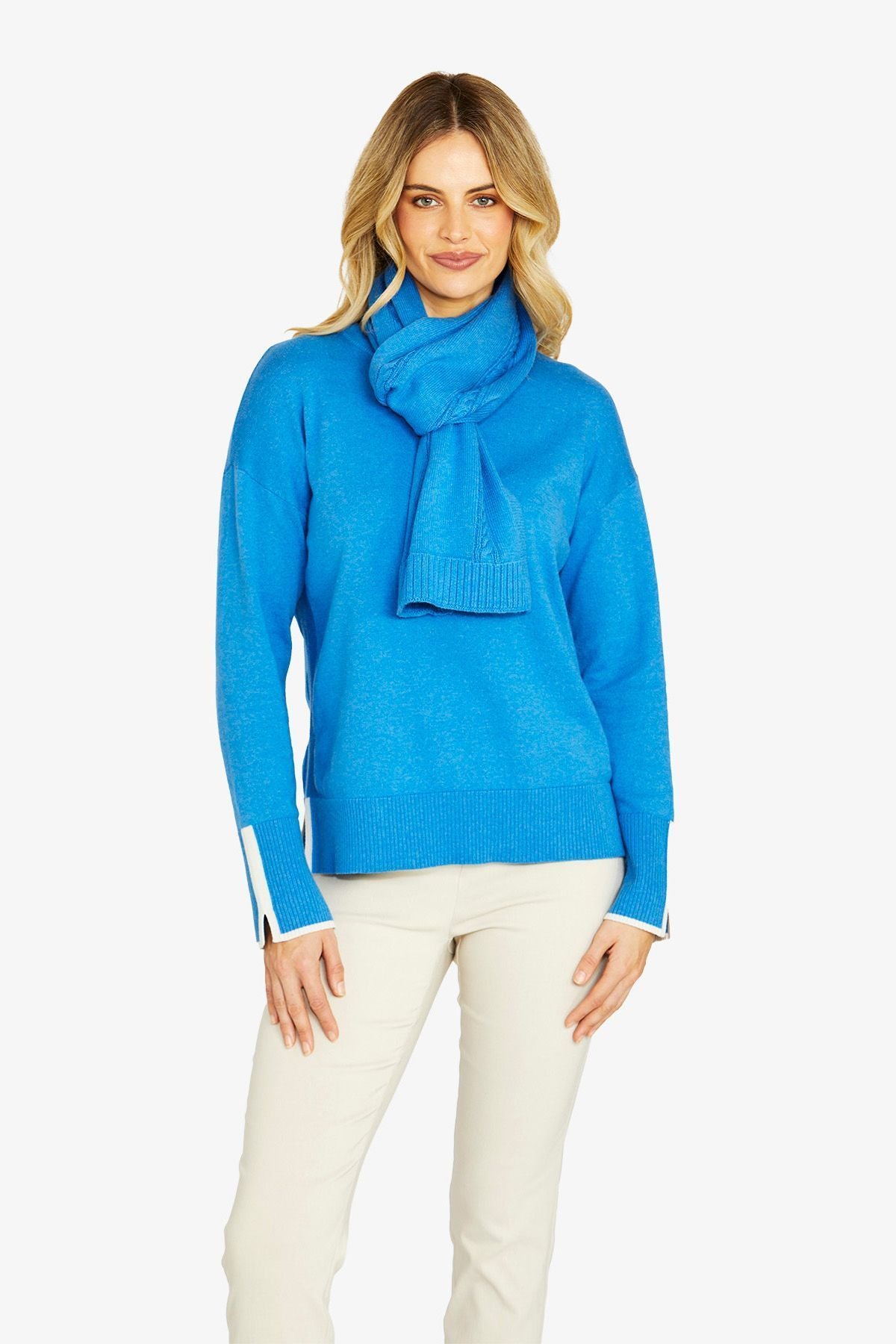 Womens Tessa Tipped Pullover Blue P605023