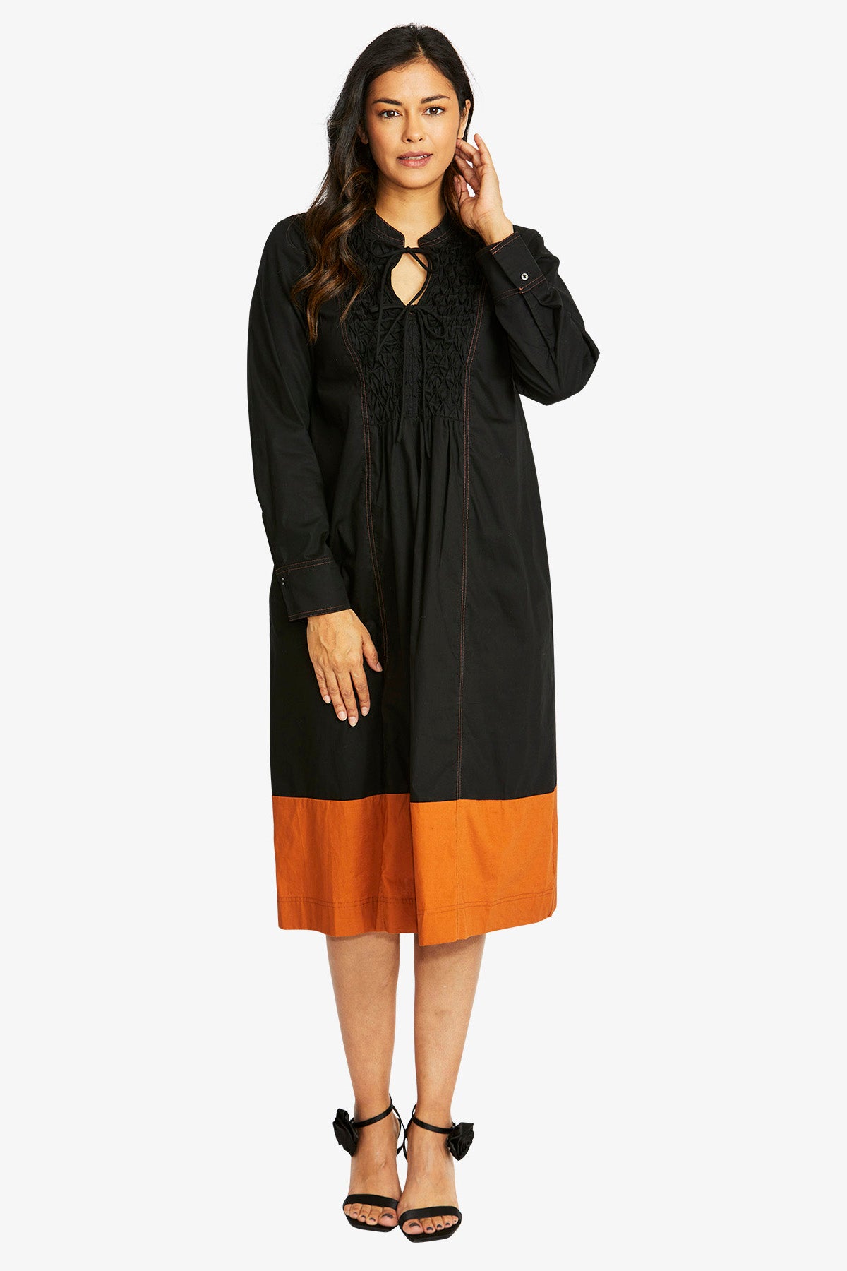 Theodora Dress in Black/Cashew