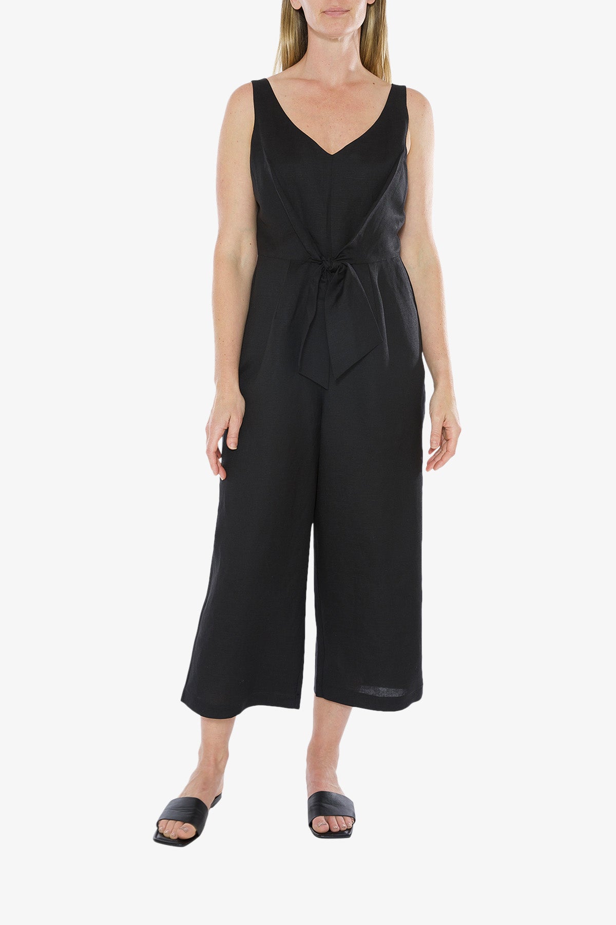 Tie Front Jumpsuit Black