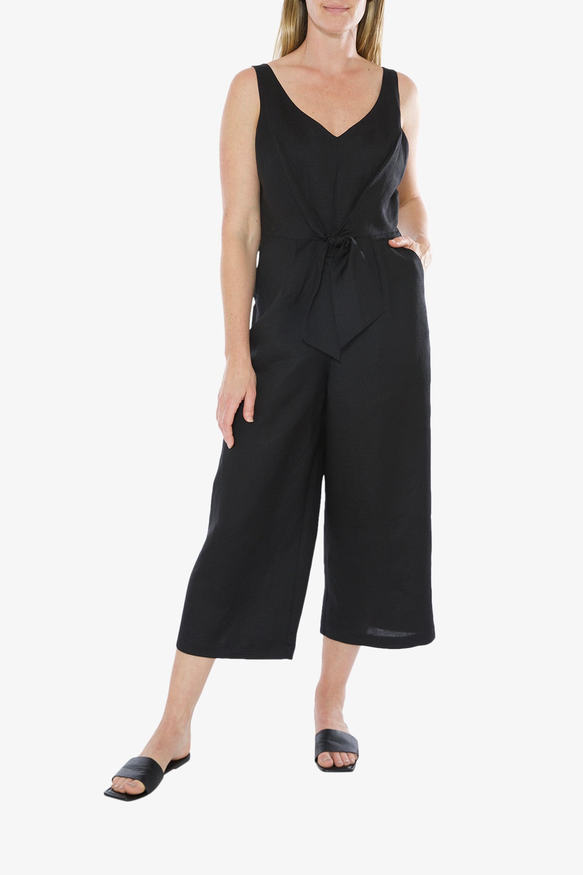 Tie Front Jumpsuit Black
