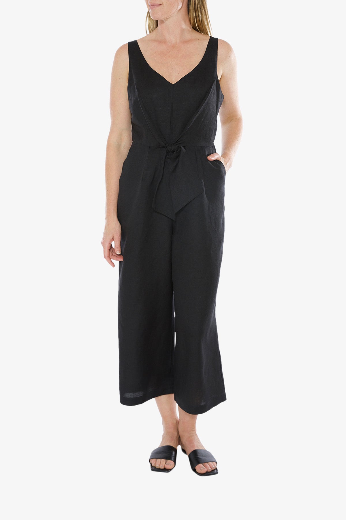 Tie Front Jumpsuit Black