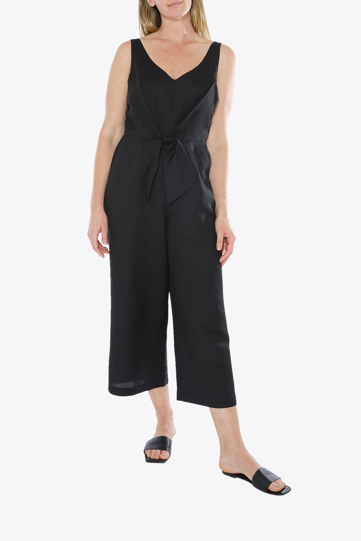 Tie Front Jumpsuit Black