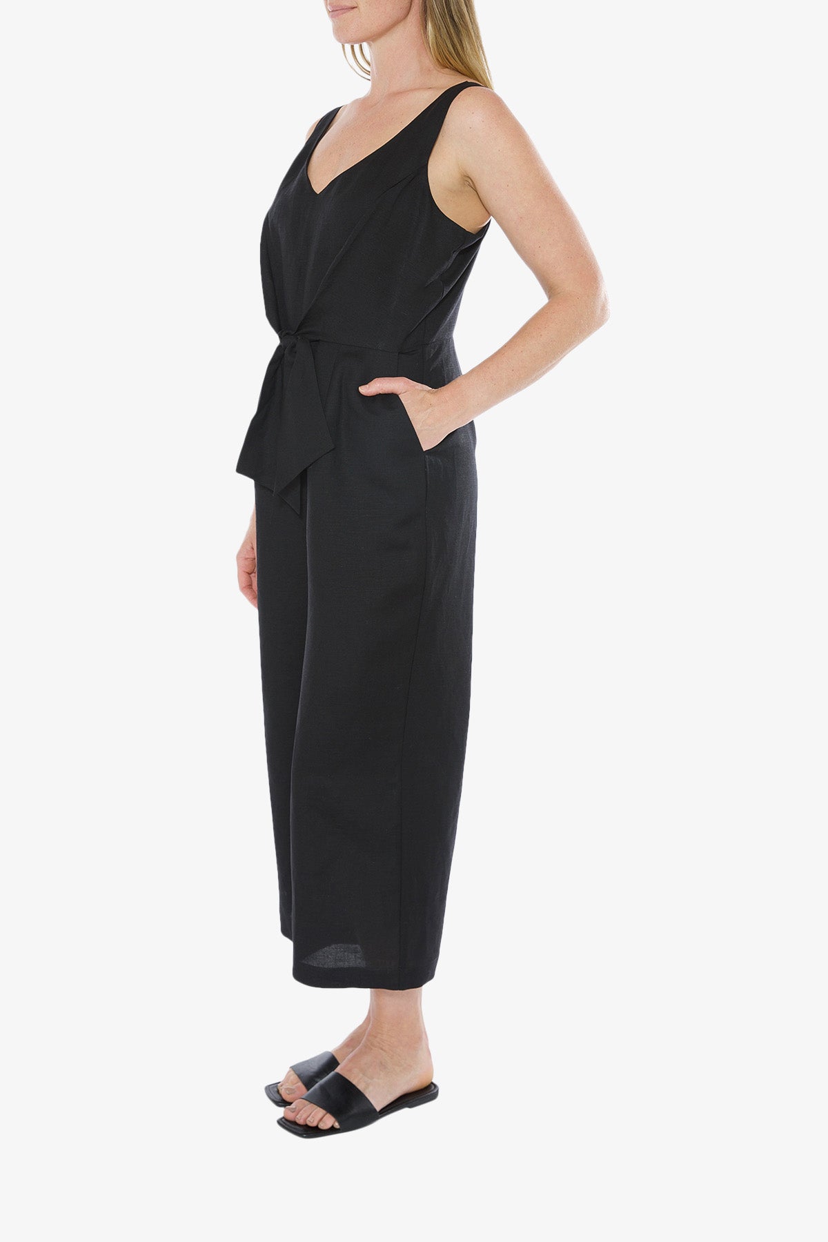 Tie Front Jumpsuit Black