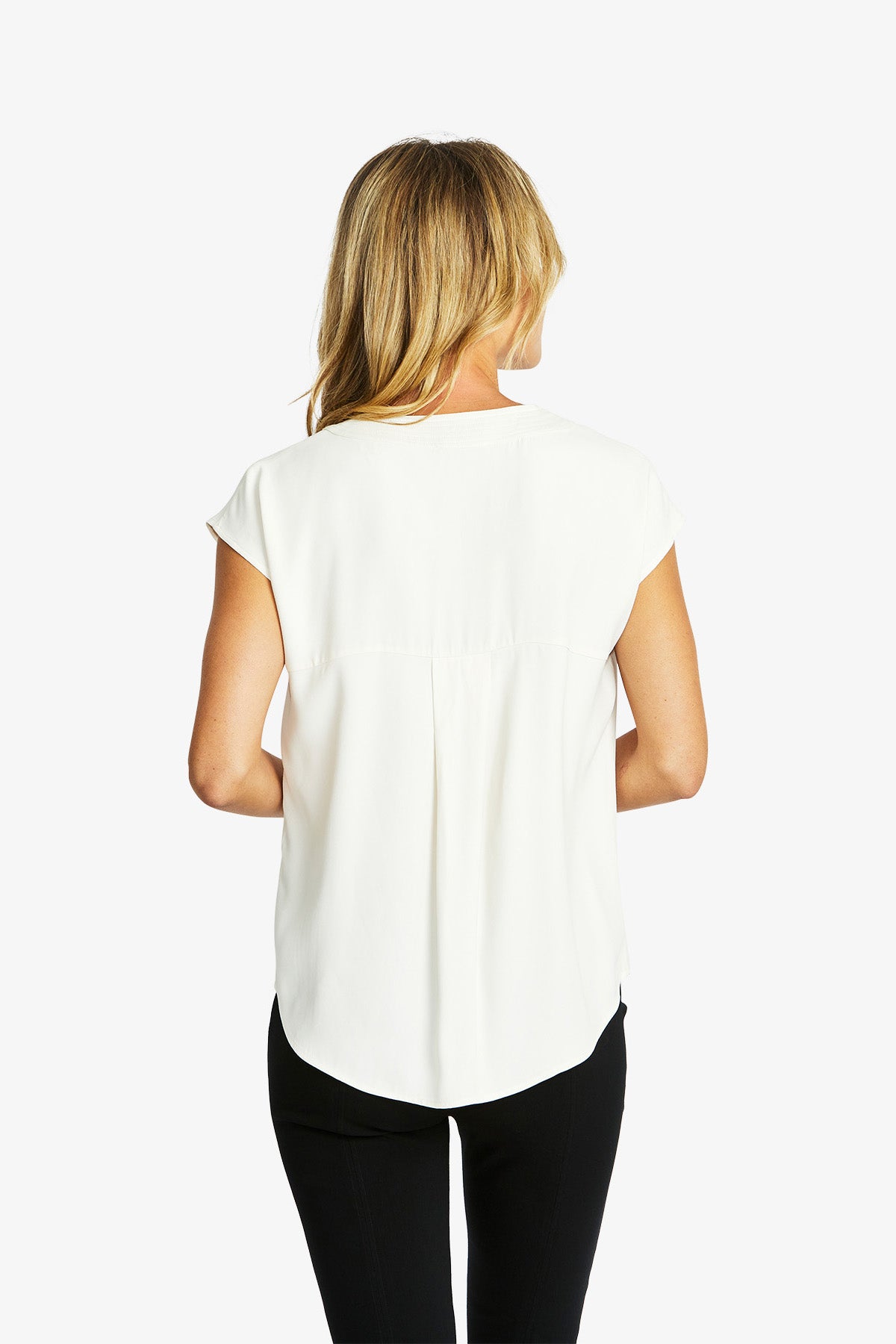 Women's V-Neck Slinky Top in Ivory Cream | Helen
