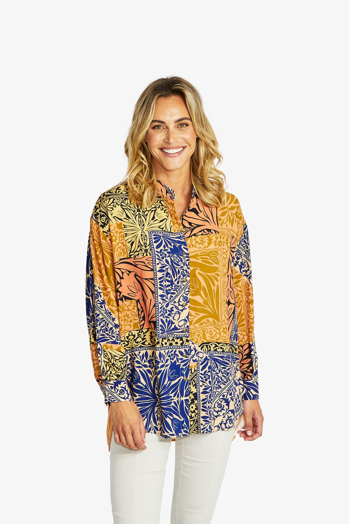 Willow Spliced Blouse in Tile Print