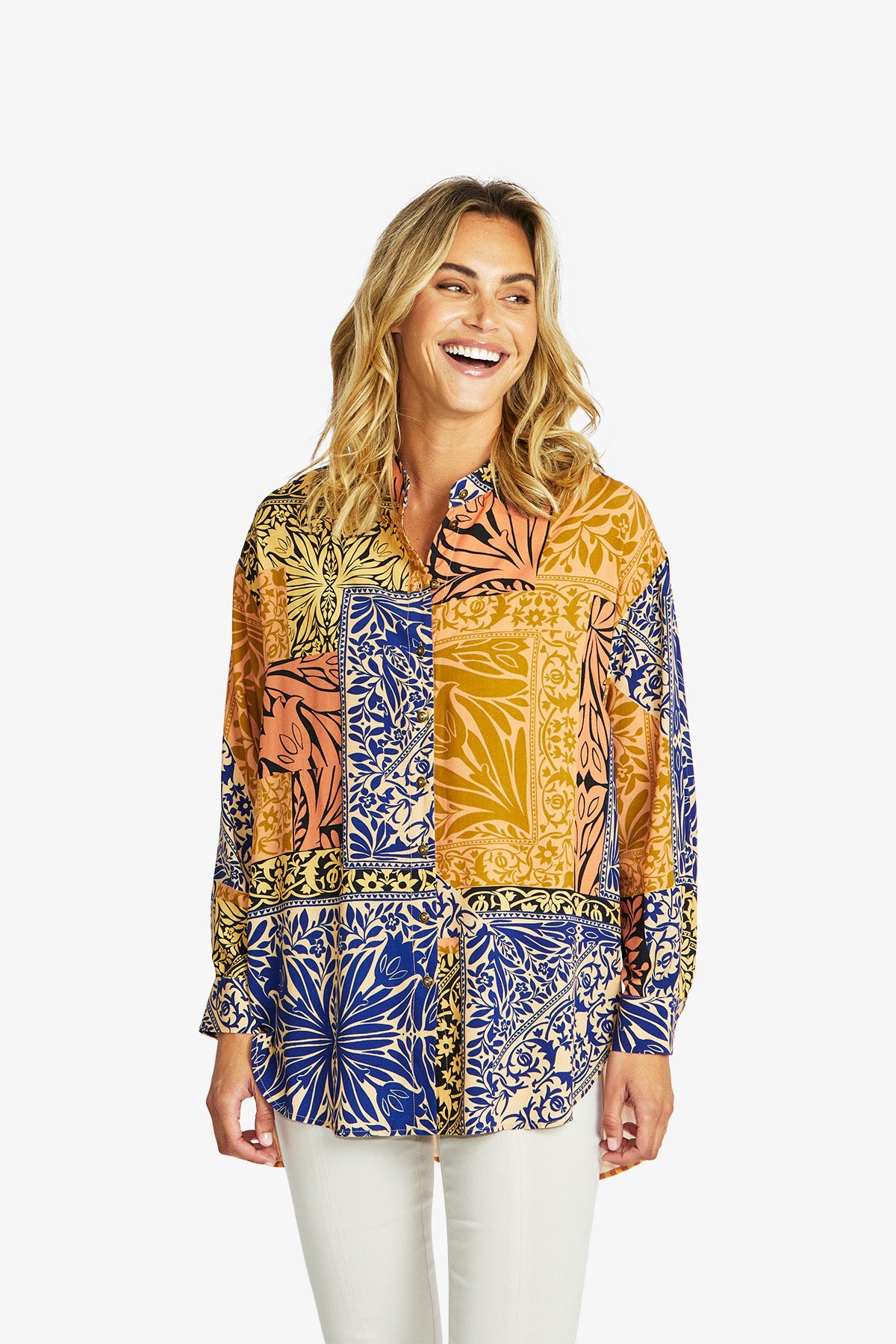 Willow Spliced Blouse in Tile Print