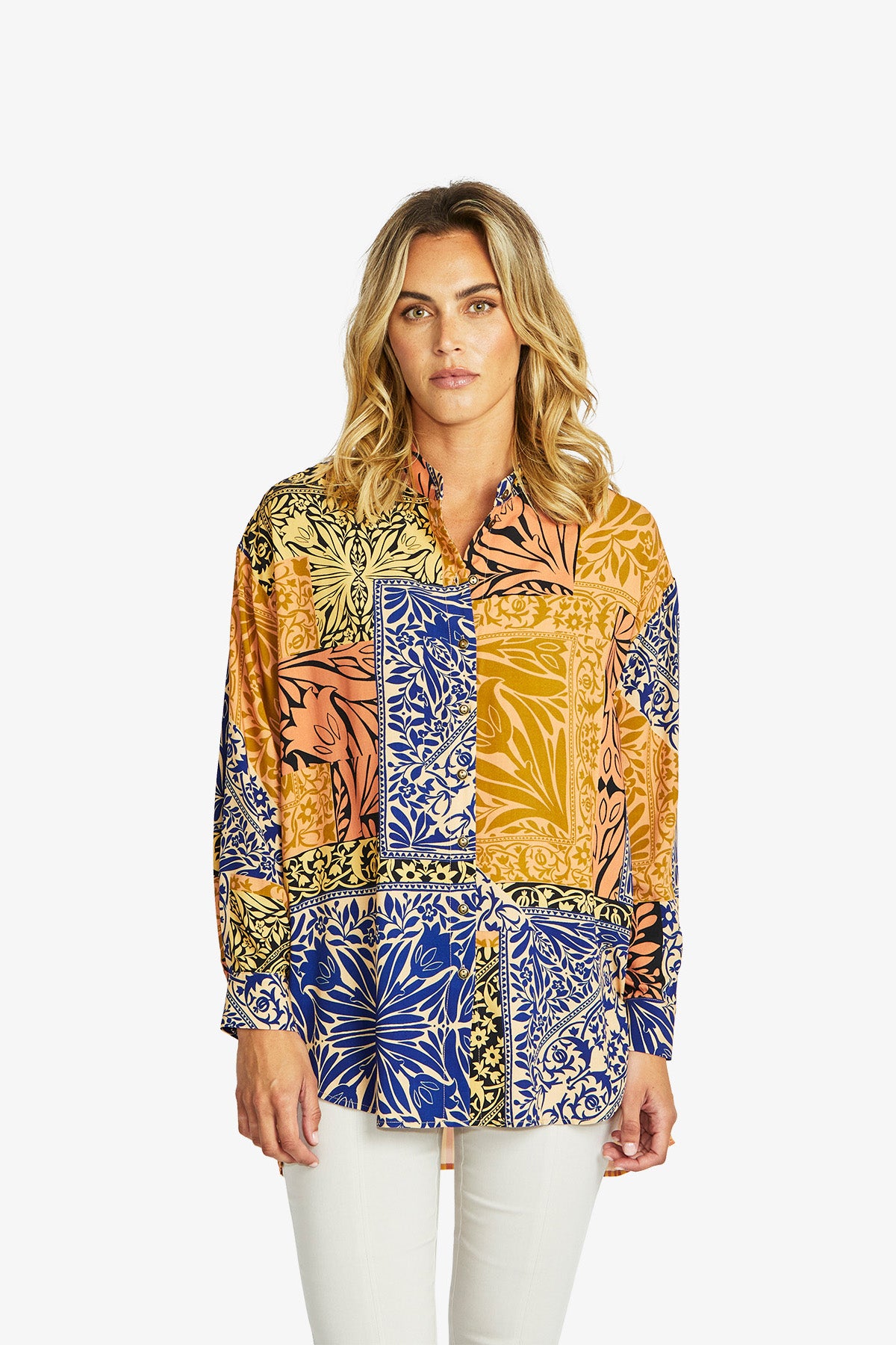 Willow Spliced Blouse in Tile Print